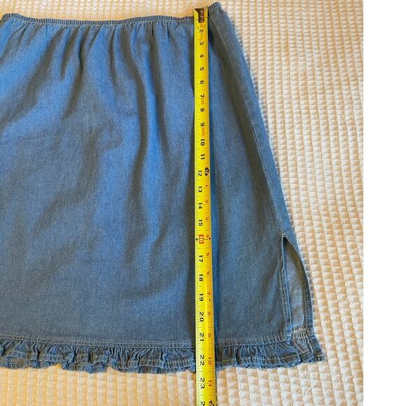 VTG VS Vintage Studio Cottage Preppy Denim Chambray Pull On Cotton Skirt 14 - Picture 6 of 9